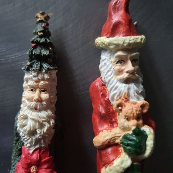 Vintage Lot Of 2 Slim Skinny Santas 6" Figurines Christmas Tree Holiday Decor - Picture 2 of 8